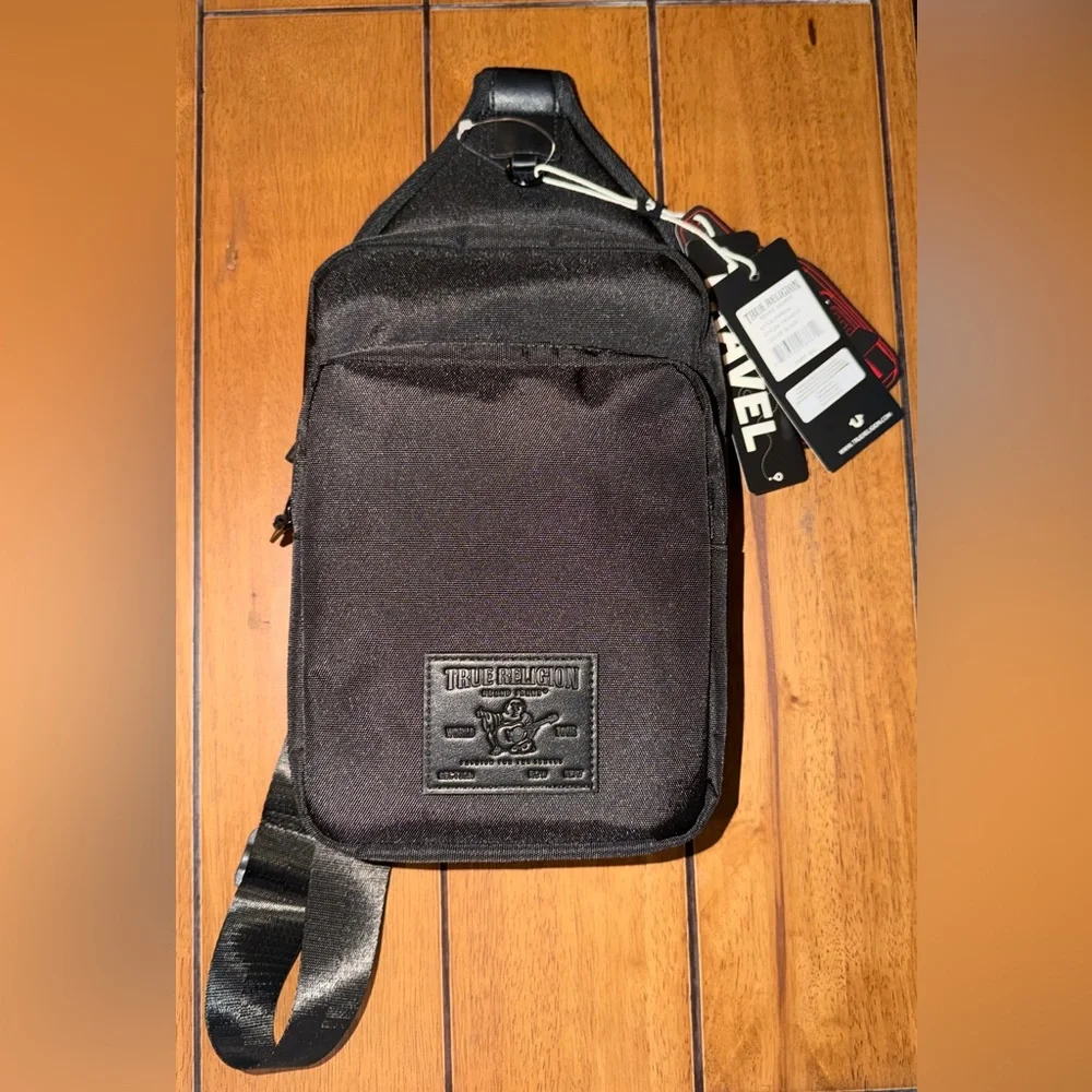 True Religion Black Men's Sling Crossbody Bag